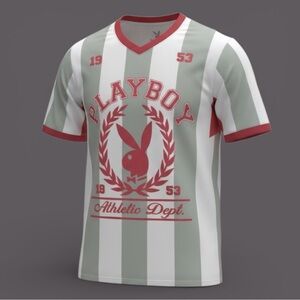 Playboy Red and Gray Athletic V-Neck Tee